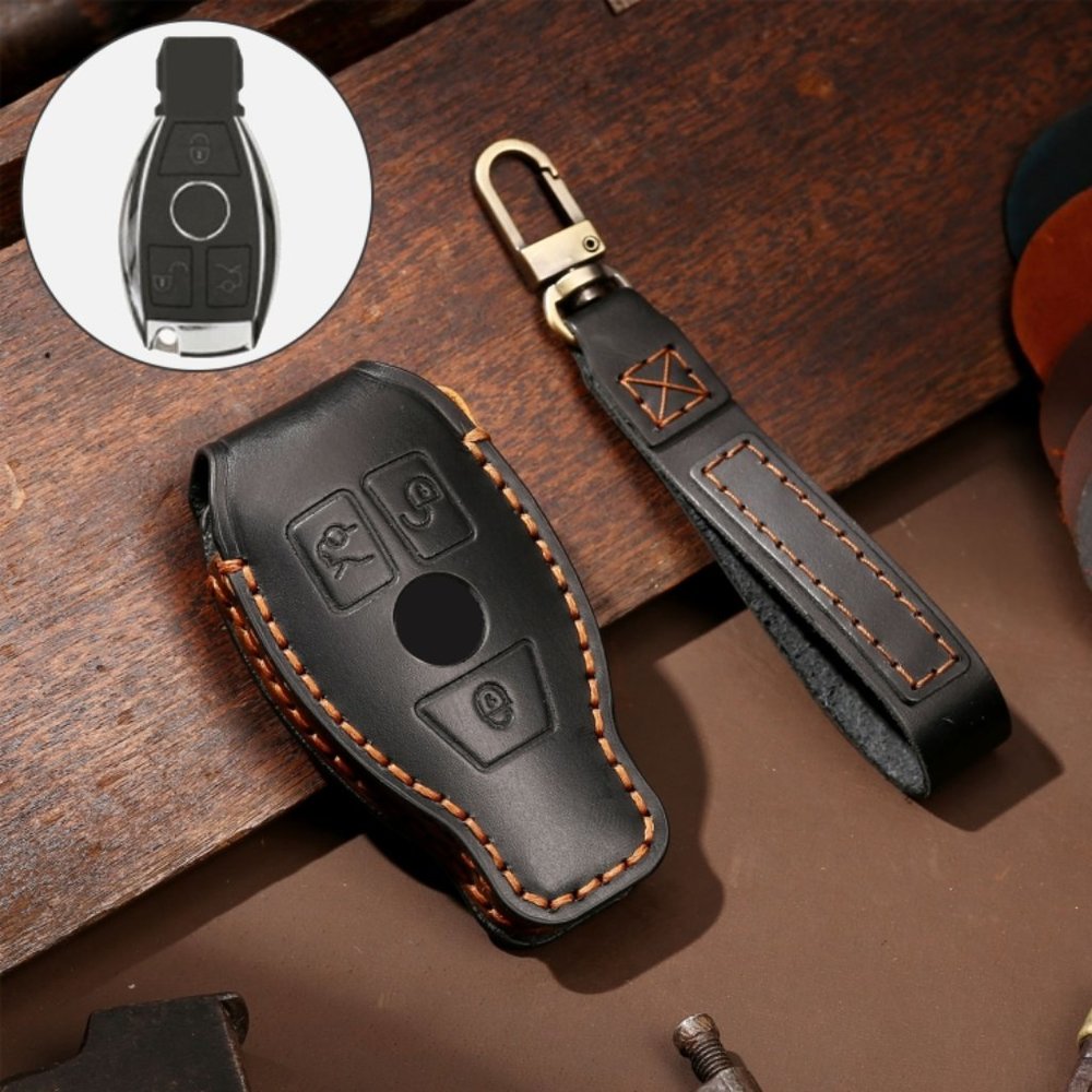 Mercedes  Leather Key Fob Cover Case Black #735